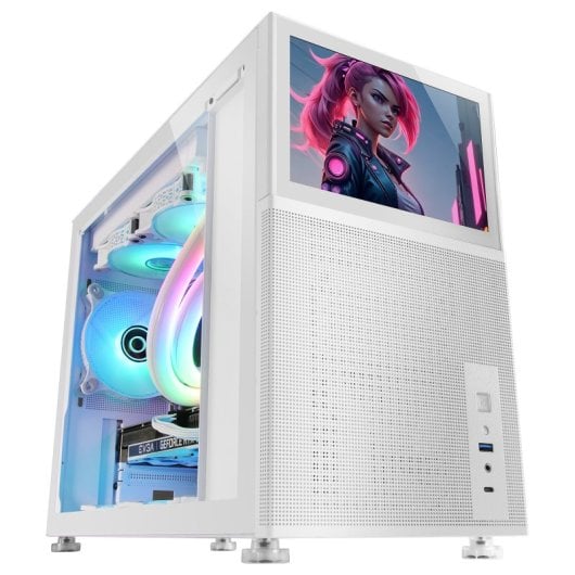 Mars Gaming Mc-lcd Tower Custom Micro-atx Ips Schermo LCD Pannello modulare in vetro temperato da 8" Bianco