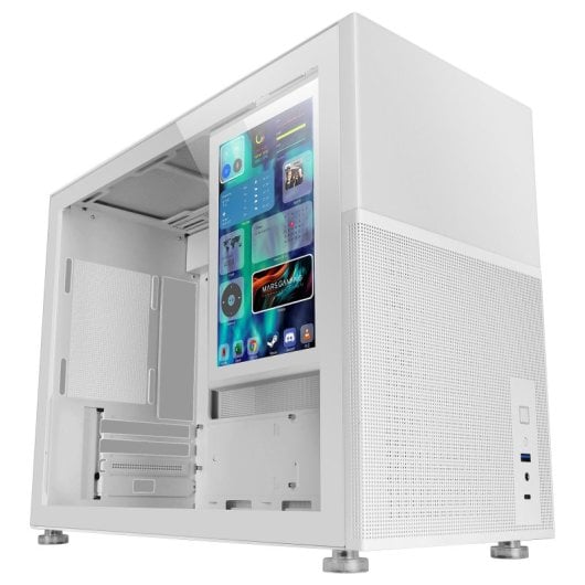 Mars Gaming Mc-lcd Tower Custom Micro-atx Ips Schermo LCD Pannello modulare in vetro temperato da 8" Bianco