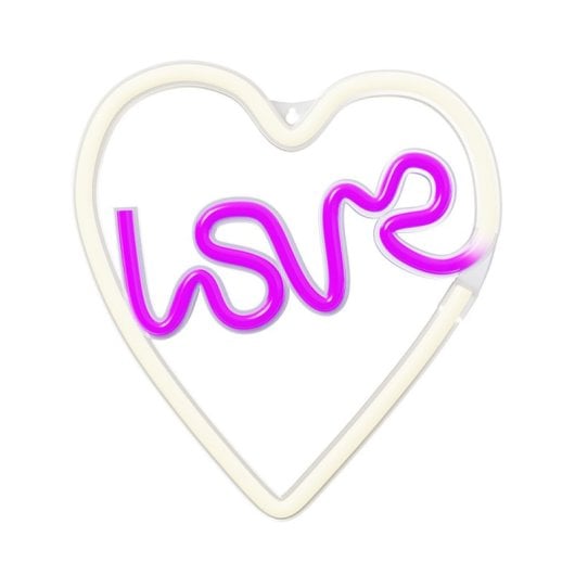 Forever Neon Led Light Love Coeur Violet Blanc