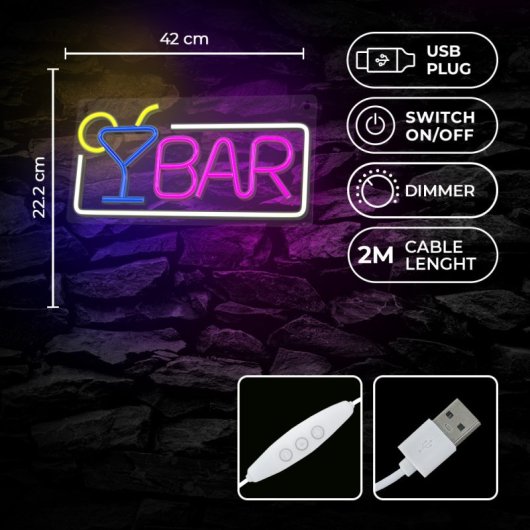 Forever Neon Plexi Led Bar Mehrfarbig