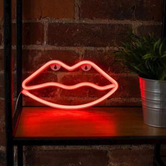 Forever Neon Led Light Lèvres Rouge Chauve-Souris+usb