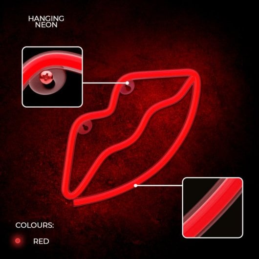 Forever Neon Led Light Lèvres Rouge Chauve-Souris+usb