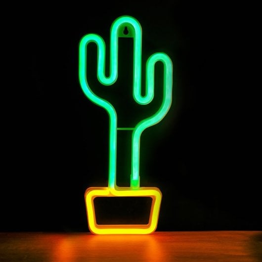 Forever Neon Led Luce Cactus Arancione Verde Bat+usb