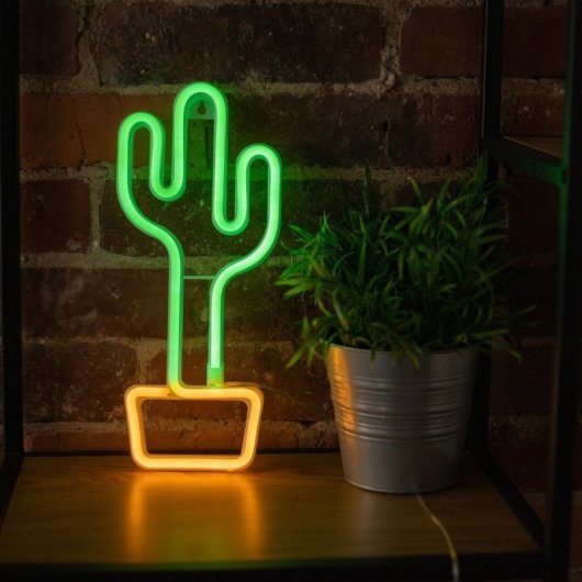 Forever Neon Led Luce Cactus Arancione Verde Bat+usb