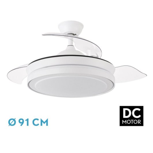 Fabrilamp Esparta Ventilador de Techo DC 3 Aspas, Mando y Temporizador 72W 6120LM Blanco