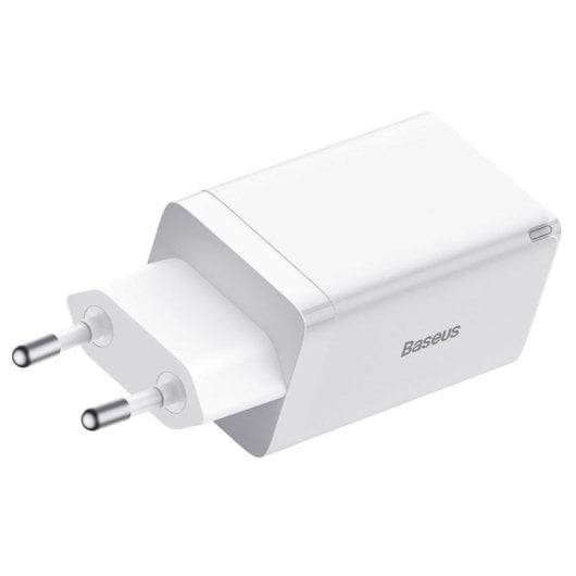 Baseus GaN5 Pro 3 Cargador de Pared Carga Rápida 65W Blanco