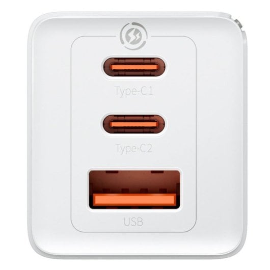 Baseus GaN5 Pro 3 Cargador de Pared Carga Rápida 65W Blanco