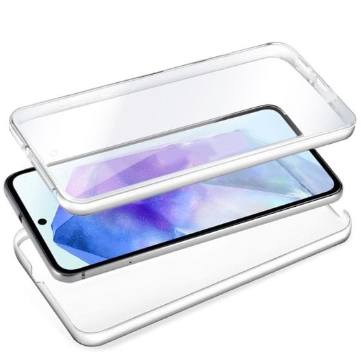 Cool Capa de silicone frontal + traseira transparente 3D para Samsung A556 Galaxy A55 5G