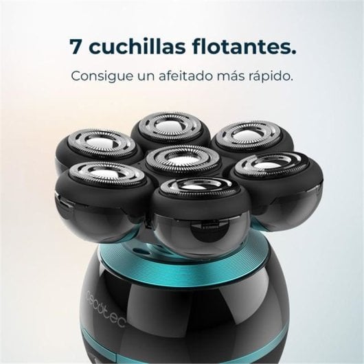 Cecotec Bamba PrecisionCare Skull Máquina de Barbear de Cabeça com 7 Lâminas Flutuantes e Base de Carregamento