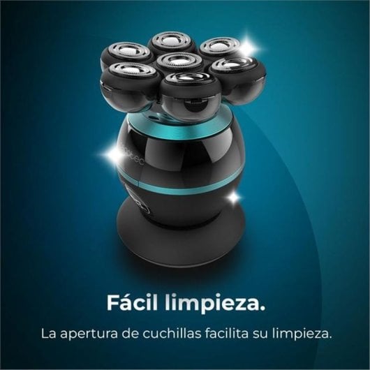 Cecotec Bamba PrecisionCare Skull Máquina de Barbear de Cabeça com 7 Lâminas Flutuantes e Base de Carregamento