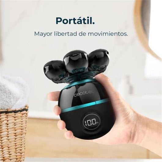 Cecotec Bamba PrecisionCare Skull Máquina de Barbear de Cabeça com 7 Lâminas Flutuantes e Base de Carregamento