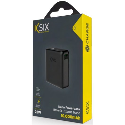Ksix BPB10HD01 Powerbank Ultra Compacta 22,5W USB-C a USB-C 10.000mAh Negra