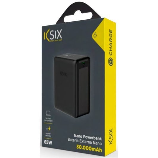 Ksix BPB30HD01 Powerbank Ultra Compacta 65W USB-C a USB-C 30.000mAh Negra