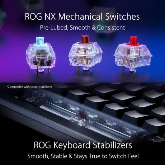 ASUS ROG Azoth Teclado Mecánico Gaming RGB Inalámbrico ROG NX Red Negro Teclado Francés AZERTY