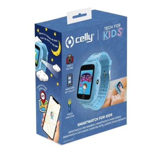 Celly Kidswatch Bluetooth GPS 1.44" Écran Couleur Bleu Étanchéité IP67 SOS Suivi Sommeil