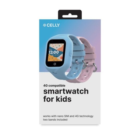 Celly Kidswatch 4G Smartwatch per bambini con 2 cinturini, rosa e blu
