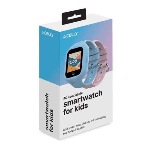 Celly KIDSWATCH4G 4G GPS 1,4" Display Touch Nero con Cinturini Blu e Rosa Batteria 700 mAh SOS