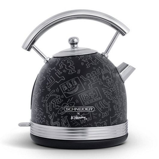 Schneider Hervidor de Agua Eléctrico Vintage 1.7L 2200W Colección Keith Haring Negro Fashionista