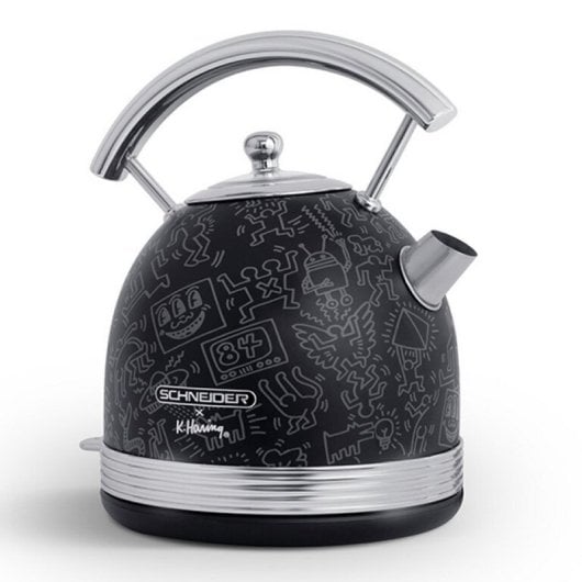 Schneider Hervidor de Agua Eléctrico Vintage 1.7L 2200W Colección Keith Haring Negro Fashionista