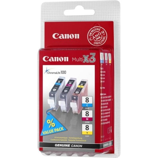 Tintenpatrone Canon CLI-8 C/M/Y Original 3er-Pack für Tintenstrahldrucker