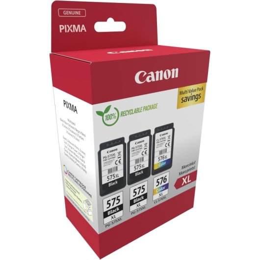 Cartucho de Tinta Original Canon PG-575XL + CL-576XL Pack 3 Unidades