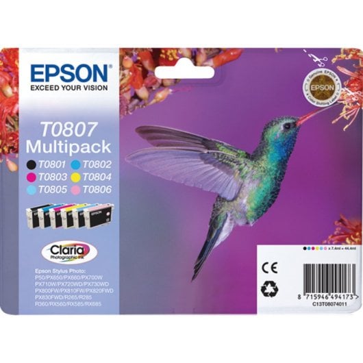 Epson Hummingbird T0807 Druckerpatrone 1 Stück(e) Original Schwarz, Cyan, Helle Cyan, Helle Magenta, Magenta, Gelb