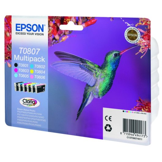 Epson Hummingbird T0807 Druckerpatrone 1 Stück(e) Original Schwarz, Cyan, Helle Cyan, Helle Magenta, Magenta, Gelb