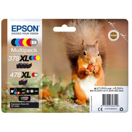 Cartucho de Tinta Epson Squirrel 378XL/478XL Claria Photo HD 6 Unidades Multicolor