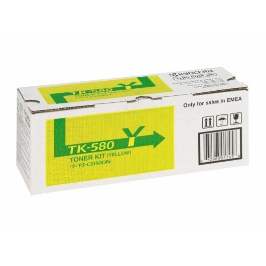 Cartucho de Tóner Kyocera TK-580Y Amarillo Original 2800 páginas