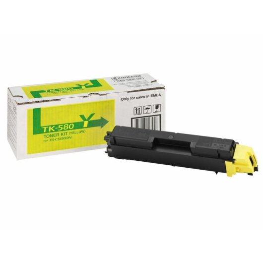 Cartucho de Tóner Kyocera TK-580Y Amarillo Original 2800 páginas