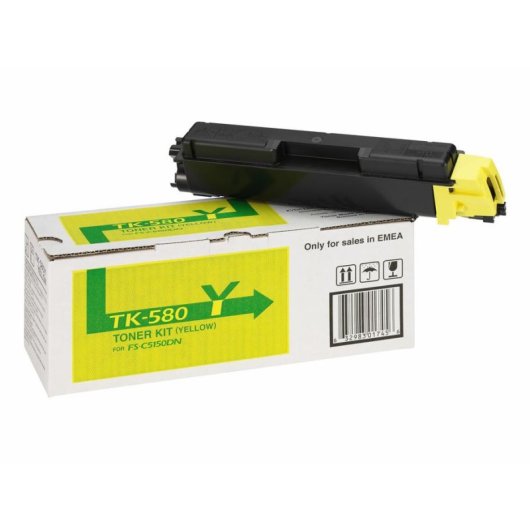 Cartucho de Tóner Kyocera TK-580Y Amarillo Original 2800 páginas
