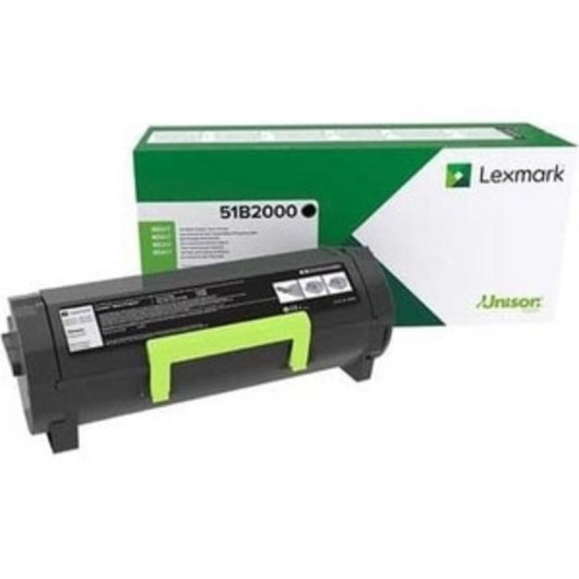 Cartucho de Tóner Lexmark 51B2000 Preto 2500 Páginas Impressão Laser