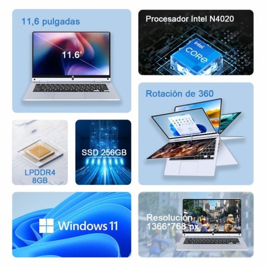 Vanwin Notebook 360 Intel N4020C/8GB/256GB SSD/11.6" Táctil