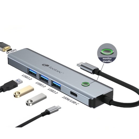 Leotec LEDS05 Docking Station 5 en1 USB-C PD 100W / USB 3.0 / HDMI 4K