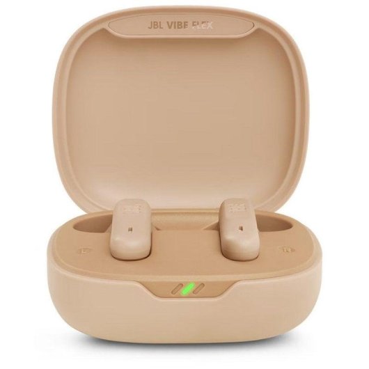 Auriculares JBL Vibe Flex inalámbricos Bluetooth con cancelación activa de ruido, micrófono y protección IP54 beige