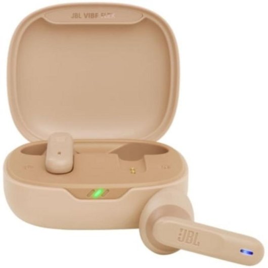 Auriculares JBL Vibe Flex inalámbricos Bluetooth con cancelación activa de ruido, micrófono y protección IP54 beige