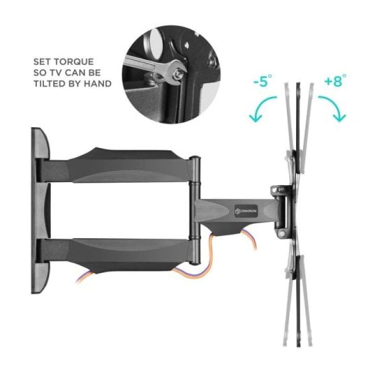 Support mural TV Onkron M4-B 32"-65" pivotant à -90º/+90º jusqu'à 35Kg noir