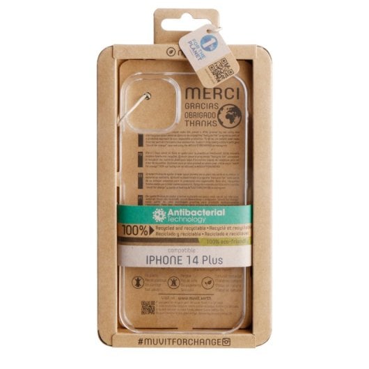 Muvit For Change Funda Recycletek Transparente Antibacterias para Apple iPhone 14 Plus
