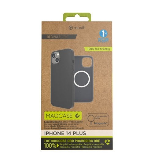 Muvit For Change Funda Recycletek Liquid Silicone Magsafe Negra Compatible con Apple iPhone 14 Plus