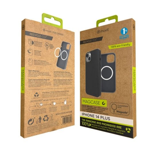 Muvit For Change Funda Recycletek Liquid Silicone Magsafe Negra Compatible con Apple iPhone 14 Plus
