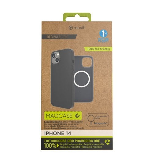 Muvit For Change Funda Recycletek Liquid Silicone Magsafe Negra Compatible con Apple iPhone 14