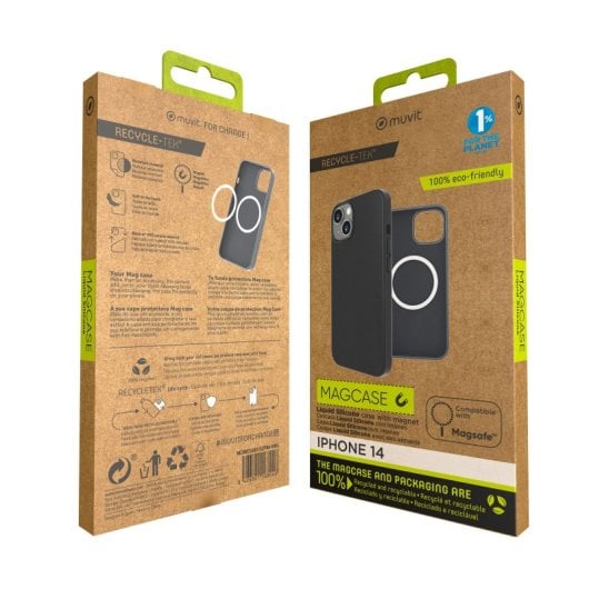 Muvit For Change Funda Recycletek Liquid Silicone Magsafe Negra Compatible con Apple iPhone 14