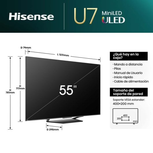 Hisense 55U7NQ 55" Mini-LED UltraHD 4K 144 Hz IMAX Dolby Vision