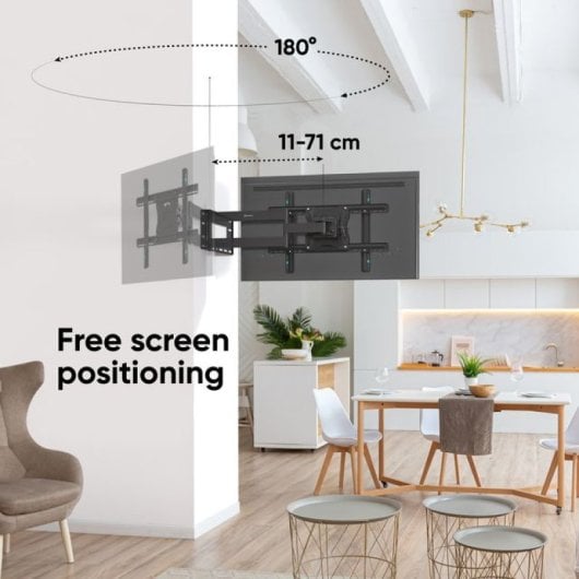 Onkron M7L-B Soporte TV de Pared de 40"-75", Extensible a 71cm, Carga Máx 68 Kg, Negro