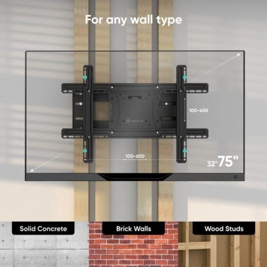 Onkron M7L-B Soporte TV de Pared de 40"-75", Extensible a 71cm, Carga Máx 68 Kg, Negro