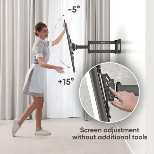 Onkron M7L-B Soporte TV de Pared de 40"-75", Extensible a 71cm, Carga Máx 68 Kg, Negro