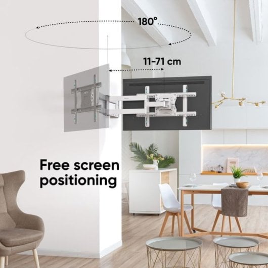 Onkron M7L-W Soporte TV 40"-75" de Pared, Extra Largo 71cm, Max 68.2 Kg, Blanco