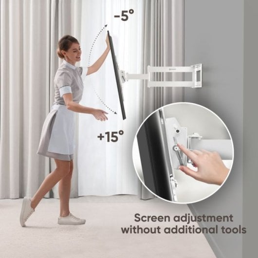 Onkron M7L-W Soporte TV 40"-75" de Pared, Extra Largo 71cm, Max 68.2 Kg, Blanco