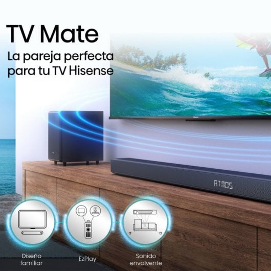 Hisense AX5125H Barre de son 5.1.2 500 W Dolby Atmos avec caisson de basses sans fil Noir