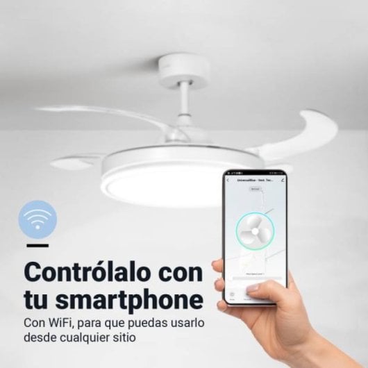 Ventilatore da Soffitto Universale Blu Tuvalu 6036W con Pale Nascoste e Wifi 106cm 35W Bianco